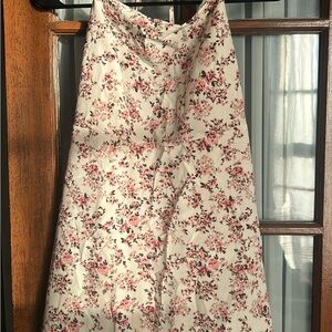 SHEIN Cream Floral Mini Dress with Pink Rose Print